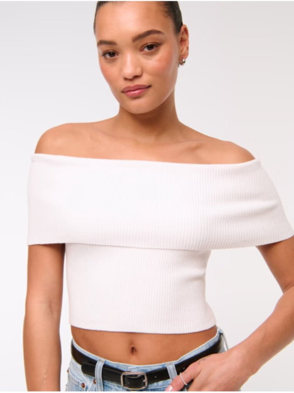 Abercrombie Foldover Off-The-Shoulder Sweater Top